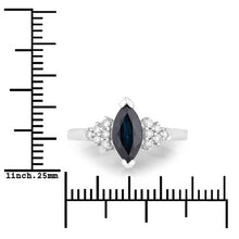 将图片加载到图库查看器，1.47 Carat Genuine Blue Sapphire and White Diamond 14K White Gold Ring
