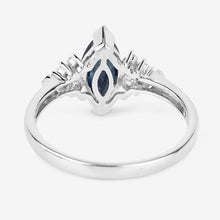 将图片加载到图库查看器，1.47 Carat Genuine Blue Sapphire and White Diamond 14K White Gold Ring
