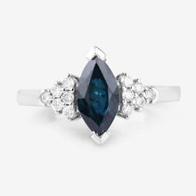 将图片加载到图库查看器，1.47 Carat Genuine Blue Sapphire and White Diamond 14K White Gold Ring
