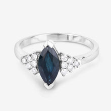 将图片加载到图库查看器，1.47 Carat Genuine Blue Sapphire and White Diamond 14K White Gold Ring
