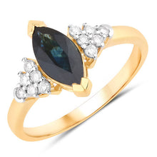 Load image into Gallery viewer, 1.47 Carat Genuine Blue Sapphire and White Diamond 14K Yellow Gold Ring
