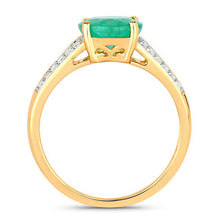 将图片加载到图库查看器，2.29 Carat Genuine Zambian Emerald and White Diamond 14K Yellow Gold Ring
