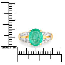 将图片加载到图库查看器，2.29 Carat Genuine Zambian Emerald and White Diamond 14K Yellow Gold Ring
