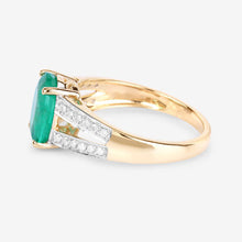 将图片加载到图库查看器，2.29 Carat Genuine Zambian Emerald and White Diamond 14K Yellow Gold Ring
