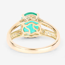 将图片加载到图库查看器，2.29 Carat Genuine Zambian Emerald and White Diamond 14K Yellow Gold Ring

