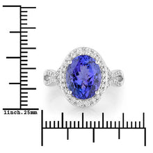 Load image into Gallery viewer, 4.12 Carat Genuine Tanzanite and White Diamond 14K White Gold Ring
