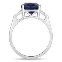 将图片加载到图库查看器，4.46 Carat Genuine Blue Sapphire and White Diamond 14K White Gold Ring
