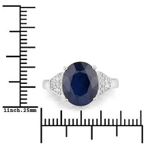将图片加载到图库查看器，4.46 Carat Genuine Blue Sapphire and White Diamond 14K White Gold Ring
