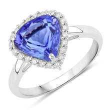 Load image into Gallery viewer, 2.60 Carat Genuine Tanzanite and White Diamond 14K White Gold Ring
