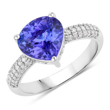 Load image into Gallery viewer, 3.18 Carat Genuine Tanzanite and White Diamond 14K White Gold Ring
