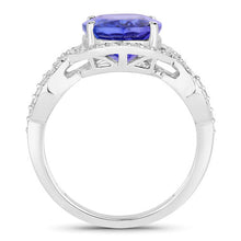 Load image into Gallery viewer, 4.54 Carat Genuine Tanzanite and White Diamond 14K White Gold Ring
