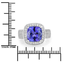 Load image into Gallery viewer, 5.59 Carat Genuine Tanzanite and White Diamond 14K White Gold Ring
