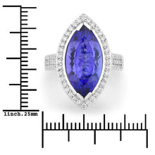Load image into Gallery viewer, 5.57 Carat Genuine Tanzanite and White Diamond 14K White Gold Ring
