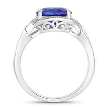 将图片加载到图库查看器，4.19 Carat Genuine Tanzanite and White Diamond 14K White Gold Ring
