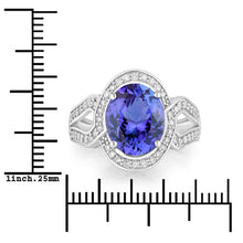 将图片加载到图库查看器，4.19 Carat Genuine Tanzanite and White Diamond 14K White Gold Ring
