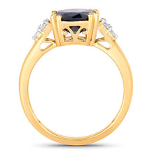 将图片加载到图库查看器，4.50 Carat Genuine Blue Sapphire and White Diamond 14K Yellow Gold Ring
