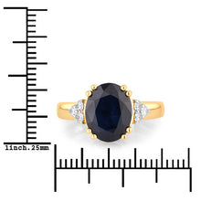 将图片加载到图库查看器，4.50 Carat Genuine Blue Sapphire and White Diamond 14K Yellow Gold Ring
