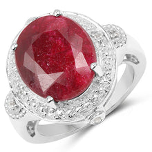 将图片加载到图库查看器，8.64 Carat Dyed Ruby &amp; White Topaz .925 Sterling Silver Ring
