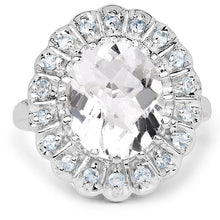 Load image into Gallery viewer, 5.90 Carat Genuine Crystal Quartz and Swiss Blue Topaz .925 Sterling Silver Ring
