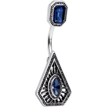 将图片加载到图库查看器，Navy Blue Gem Geometric Edge Double Mount Belly Ring

