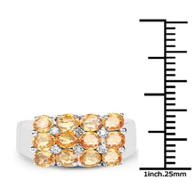 Load image into Gallery viewer, 2.67 Carat Genuine Yellow Sapphire and White Diamond .925 Sterling Silver Ring

