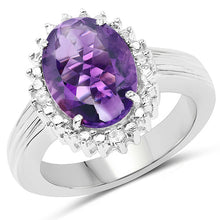 Load image into Gallery viewer, 4.99 Carat Genuine Amethyst and White Topaz .925 Sterling Silver Ring
