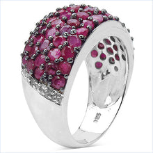 将图片加载到图库查看器，3.58 Carat Genuine Ruby &amp; White Diamond .925 Sterling Silver Ring
