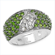 Load image into Gallery viewer, 2.44 Carat Genuine Chrome Diopside &amp; White Topaz .925 Sterling Silver Ring
