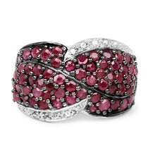 Load image into Gallery viewer, 3.06 Carat Genuine Ruby &amp; White Topaz .925 Sterling Silver Ring
