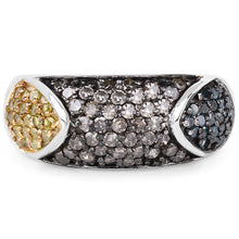 Load image into Gallery viewer, 0.95 Carat Genuine Blue Diamond, Champagne Diamond &amp; Yellow Diamond .925 Sterling Silver Ring
