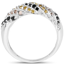 Load image into Gallery viewer, 0.63 Carat Genuine Champagne Diamond, Yellow Diamond &amp; Black Diamond .925 Sterling Silver Ring
