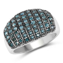 Load image into Gallery viewer, 0.83 Carat Genuine Blue Diamond and White Diamond .925 Sterling Silver Ring
