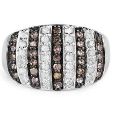 Load image into Gallery viewer, 0.83 Carat Genuine Champagne Diamond and White Diamond .925 Sterling Silver Ring

