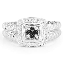 Load image into Gallery viewer, 0.19 Carat Genuine Black Diamond and White Diamond .925 Sterling Silver Ring
