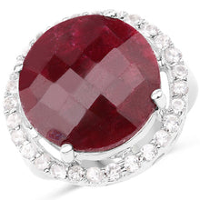 Load image into Gallery viewer, 13.10 Carat Dyed Ruby and White Topaz .925 Sterling Silver Ring
