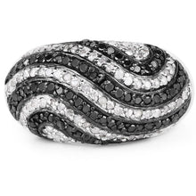 Load image into Gallery viewer, 1.26 Carat Genuine Black Diamond and White Diamond .925 Sterling Silver Ring
