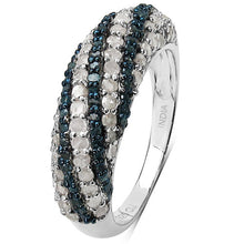 Load image into Gallery viewer, 1.25 Carat Genuine Blue Diamond and White Diamond .925 Sterling Silver Ring
