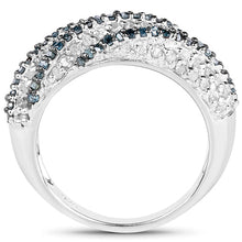 Load image into Gallery viewer, 1.25 Carat Genuine Blue Diamond &amp; White Diamond .925 Sterling Silver Ring
