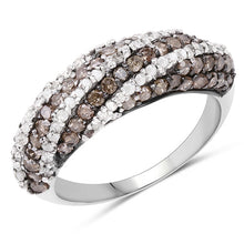 Load image into Gallery viewer, 1.25 Carat Genuine Champagne Diamond &amp; White Diamond .925 Sterling Silver Ring
