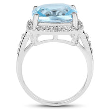 Load image into Gallery viewer, 7.18 Carat Genuine Blue Topaz and White Topaz .925 Sterling Silver Ring
