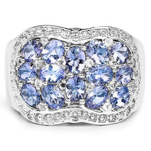 Load image into Gallery viewer, 2.62 Carat Genuine Tanzanite and White Topaz .925 Sterling Silver Ring
