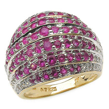 Load image into Gallery viewer, 14K Yellow Gold Plated 2.94 Carat Genuine Ruby &amp; White Topaz .925 Sterling Silver Ring
