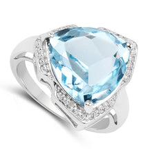 Load image into Gallery viewer, 8.30 Carat Genuine Blue Topaz &amp; White Diamond .925 Sterling Silver Ring
