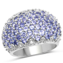 Load image into Gallery viewer, 3.01 Carat Genuine Tanzanite and White Diamond .925 Sterling Silver Ring
