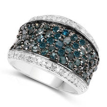 Load image into Gallery viewer, 1.38 Carat Genuine Blue Diamond and White Diamond .925 Sterling Silver Ring
