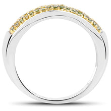 Load image into Gallery viewer, 0.43 Carat Genuine Green Diamond and Yellow Diamond .925 Sterling Silver Ring
