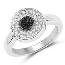 Load image into Gallery viewer, 0.20 Carat Genuine Black Diamond and White Diamond .925 Sterling Silver Ring
