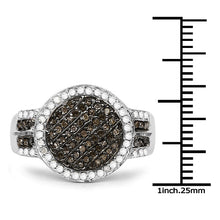 Load image into Gallery viewer, 0.44 Carat Genuine Champagne Diamond and White Diamond .925 Sterling Silver Ring
