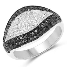 Load image into Gallery viewer, 0.51 Carat Genuine Black Diamond &amp; White Diamond .925 Sterling Silver Ring
