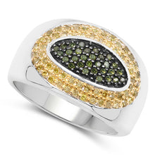 Load image into Gallery viewer, 0.38 Carat Genuine Green Diamond and Yellow Diamond .925 Sterling Silver Ring
